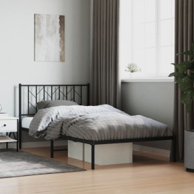 Estructura de cama con cabecero metal negro 107x203 cm de , Camas y somieres - Ref: Foro24-374433, Precio: 62,99 €, Descuento: %