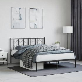 Bed frame with black metal headboard 140x200 cm by , Beds and slatted bases - Ref: Foro24-374438, Price: 119,64 €, Discount: %