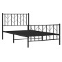 Bed frame with headboard and black metal footboard 100x200cm by , Beds and slatted bases - Ref: Foro24-374450, Price: 83,60 €...