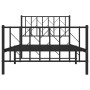 Bed frame with headboard and black metal footboard 100x200cm by , Beds and slatted bases - Ref: Foro24-374450, Price: 83,60 €...