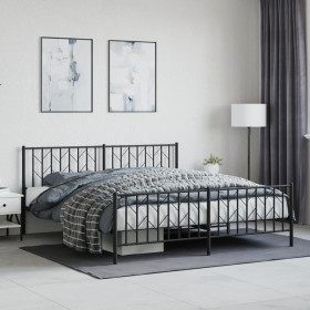 Black metal headboard and footboard bed frame 180x200cm by , Beds and slatted bases - Ref: Foro24-374459, Price: 145,89 €, Di...