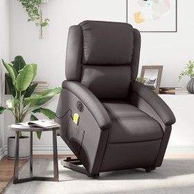 Sillón masaje eléctrico elevable cuero auténtico marrón oscuro de , Sillones - Ref: Foro24-3204275, Precio: 444,54 €, Descuen...