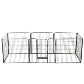 Dog pen 8 steel panels 80x80 cm black by vidaXL, Dog kennels and fences - Ref: Foro24-170571, Price: 234,89 €, Discount: %