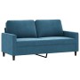 2-Sitzer-Sofa aus blauem Samt, 140 cm von , Sofas - Ref: Foro24-359208, Preis: 257,48 €, Rabatt: %