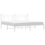 Estructura de cama de metal con cabecero blanco 193x203 cm de , Camas y somieres - Ref: Foro24-374394, Precio: 94,99 €, Descu...