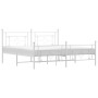 Metal bed frame with headboard and white footboard 180x200 cm by , Beds and slatted bases - Ref: Foro24-374410, Price: 142,03...