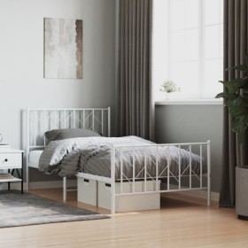 Metal bed frame with headboard and footboard white 100x200 cm by , Beds and slatted bases - Ref: Foro24-374499, Price: 71,99 ...