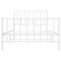 Metal bed frame with headboard and footboard white 100x200 cm by , Beds and slatted bases - Ref: Foro24-374499, Price: 73,87 ...