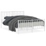 Metal bed frame with headboard and white footboard 135x190 cm by , Beds and slatted bases - Ref: Foro24-374503, Price: 105,94...