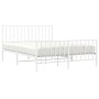 Metal bed frame with headboard and white footboard 135x190 cm by , Beds and slatted bases - Ref: Foro24-374503, Price: 105,94...