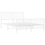 Metal bed frame with headboard and white footboard 135x190 cm by , Beds and slatted bases - Ref: Foro24-374503, Price: 105,94...