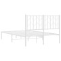 Metal bed frame with white headboard 120x200 cm by , Beds and slatted bases - Ref: Foro24-374484, Price: 86,99 €, Discount: %