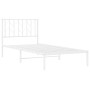 Metal bed frame with white headboard 90x190 cm by , Beds and slatted bases - Ref: Foro24-374478, Price: 60,55 €, Discount: %