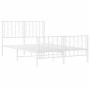 Metal bed frame with headboard and white footboard 120x190 cm by , Beds and slatted bases - Ref: Foro24-374501, Price: 102,95...