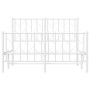 Metal bed frame with headboard and white footboard 120x190 cm by , Beds and slatted bases - Ref: Foro24-374501, Price: 102,95...