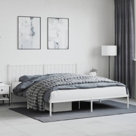 Metal bed frame with white headboard 180x200 cm by , Beds and slatted bases - Ref: Foro24-374490, Price: 90,99 €, Discount: %