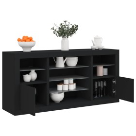 Sideboard with LED lights black 142.5x37x67 cm by , Sideboards - Ref: Foro24-3209087, Price: 167,99 €, Discount: %