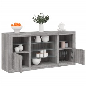 Sideboard with LED lights Sonoma gray 142.5x37x67 cm by , Sideboards - Ref: Foro24-3209091, Price: 163,99 €, Discount: %