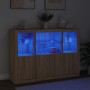 Sideboard mit LED-Licht, 3-teilig, Holzwerkstoff Sonoma-Eiche von , Sideboards - Ref: Foro24-3209109, Preis: 210,46 €, Rabatt: %