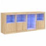 Sideboard with LED lights Sonoma oak 164x37x67 cm by , Sideboards - Ref: Foro24-3209053, Price: 202,08 €, Discount: %