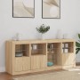 Sideboard with LED lights Sonoma oak 164x37x67 cm by , Sideboards - Ref: Foro24-3209053, Price: 202,08 €, Discount: %