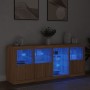 Sideboard with LED lights Sonoma oak 164x37x67 cm by , Sideboards - Ref: Foro24-3209053, Price: 202,08 €, Discount: %