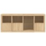 Sideboard with LED lights Sonoma oak 164x37x67 cm by , Sideboards - Ref: Foro24-3209053, Price: 202,08 €, Discount: %