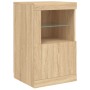 Sideboard with LED lights Sonoma oak 164x37x67 cm by , Sideboards - Ref: Foro24-3209053, Price: 202,08 €, Discount: %