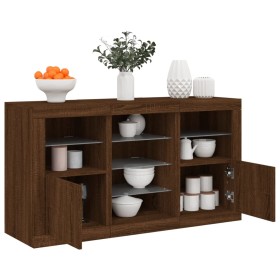 Sideboard with LED lights oak brown 123x37x67 cm by , Sideboards - Ref: Foro24-3209085, Price: 144,99 €, Discount: %