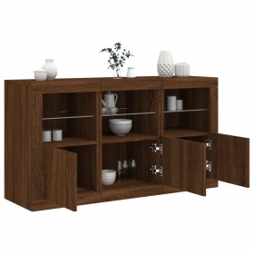 Sideboard with LED lights oak brown 123x37x67 cm by , Sideboards - Ref: Foro24-3209064, Price: 146,24 €, Discount: %