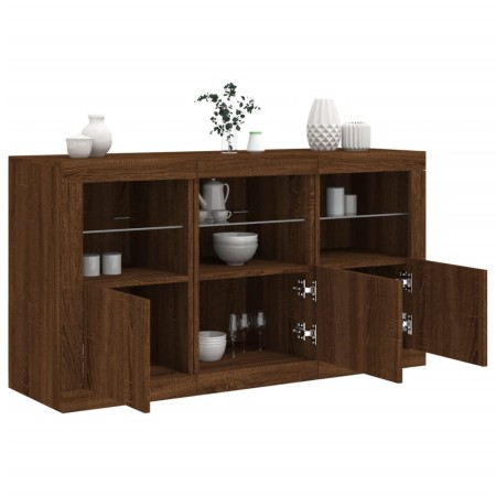 Sideboard with LED lights oak brown 123x37x67 cm by , Sideboards - Ref: Foro24-3209064, Price: 150,32 €, Discount: %