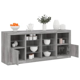 Sideboard with LED lights Sonoma gray 163x37x67 cm by , Sideboards - Ref: Foro24-3209098, Price: 174,99 €, Discount: %