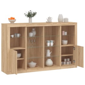 Sideboard with LED light 3 pieces engineered wood sonoma oak by , Sideboards - Ref: Foro24-3209137, Price: 231,32 €, Discount: %