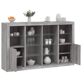 Sideboard mit LED-Licht, 3-teilig, Sonoma-Grau, Holzwerkstoff von , Sideboards - Ref: Foro24-3209140, Preis: 223,99 €, Rabatt: %