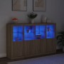 Sideboard with LED light 3 pieces engineered wood sonoma oak by , Sideboards - Ref: Foro24-3209116, Price: 250,68 €, Discount: %