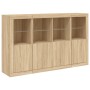 Sideboard with LED light 3 pieces engineered wood sonoma oak by , Sideboards - Ref: Foro24-3209116, Price: 250,68 €, Discount: %