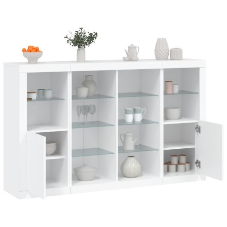 Sideboards mit LED-Beleuchtung, 3 Stück, weißes Holzwerkstoff von , Sideboards - Ref: Foro24-3209135, Preis: 237,49 €, Rabatt: %