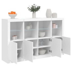 Sideboards mit LED-Beleuchtung, 3 Stück, weißes Holzwerkstoff von , Sideboards - Ref: Foro24-3209114, Preis: 259,91 €, Rabatt: %