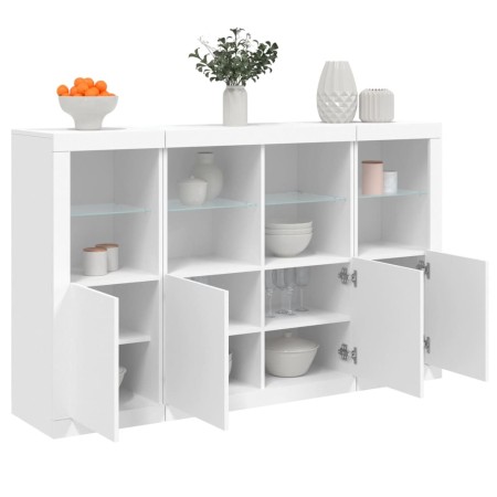 Sideboards mit LED-Beleuchtung, 3 Stück, weißes Holzwerkstoff von , Sideboards - Ref: Foro24-3209114, Preis: 264,29 €, Rabatt: %