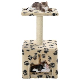 Rascador para gatos con poste de sisal 55 cm huellas beige de vidaXL, Mobiliario para gatos - Ref: Foro24-170540, Precio: 24,...