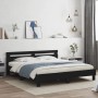 Estructura de cama cabecero y luces LED negra 180x200 cm de , Camas y somieres - Ref: Foro24-3207526, Precio: 210,46 €, Descu...