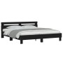 Estructura de cama cabecero y luces LED negra 180x200 cm de , Camas y somieres - Ref: Foro24-3207526, Precio: 210,46 €, Descu...