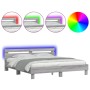 Estructura de cama cabecero y luces LED gris Sonoma 180x200 cm de , Camas y somieres - Ref: Foro24-3207530, Precio: 167,75 €,...