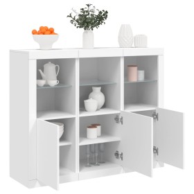 Sideboards with LED lights 3 pieces white engineered wood by , Sideboards - Ref: Foro24-3209100, Price: 234,04 €, Discount: %