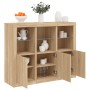 Sideboard with LED light 3 pieces engineered wood sonoma oak by , Sideboards - Ref: Foro24-3209102, Price: 204,97 €, Discount: %