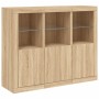 Sideboard with LED light 3 pieces engineered wood sonoma oak by , Sideboards - Ref: Foro24-3209102, Price: 204,97 €, Discount: %