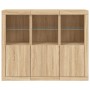 Sideboard with LED light 3 pieces engineered wood sonoma oak by , Sideboards - Ref: Foro24-3209102, Price: 204,97 €, Discount: %