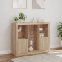 Sideboard mit LED-Licht, 3-teilig, Holzwerkstoff Sonoma-Eiche von , Sideboards - Ref: Foro24-3209123, Preis: 195,92 €, Rabatt: %