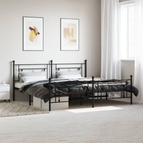 Black metal headboard and footboard bed frame 193x203 cm by , Beds and slatted bases - Ref: Foro24-374363, Price: 118,99 €, D...