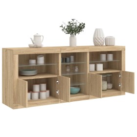 Sideboard with LED lights Sonoma oak 162x37x67 cm by , Sideboards - Ref: Foro24-3209032, Price: 184,86 €, Discount: %